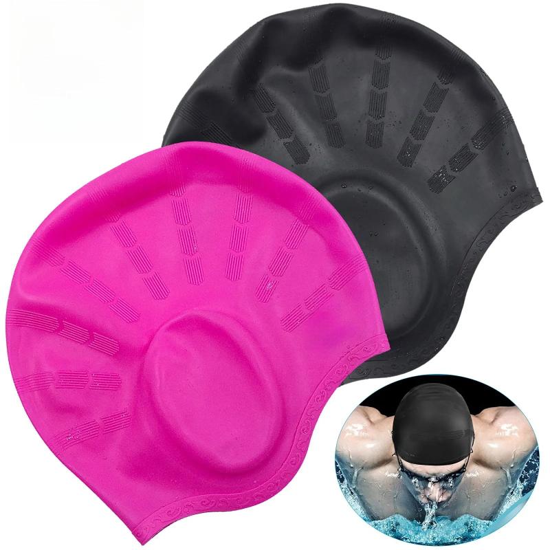 Aquatic Sports Cap - Große Silikon-Schwimmkappe mit hoher Elastizität, Ohrenschutz,