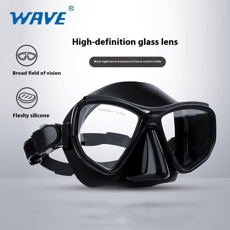 Freediving Mask Set - WAVE Qualität Schnorcheln Glas Brillen Maske